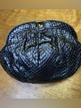 Vintage Black Snakeskin Jay Herbert Purse Bag